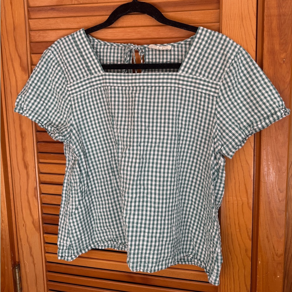 Downeast Green Gingham Women's Top size small